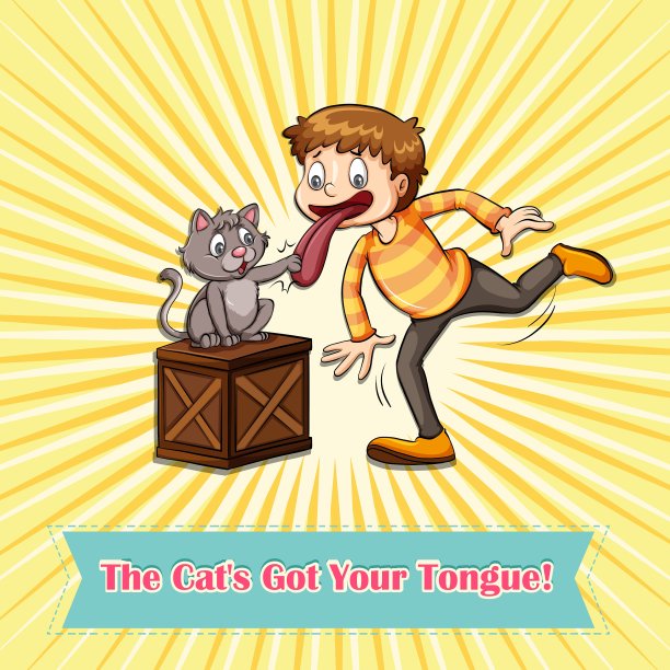 成语cat got your tongue被猫咬了图片下载