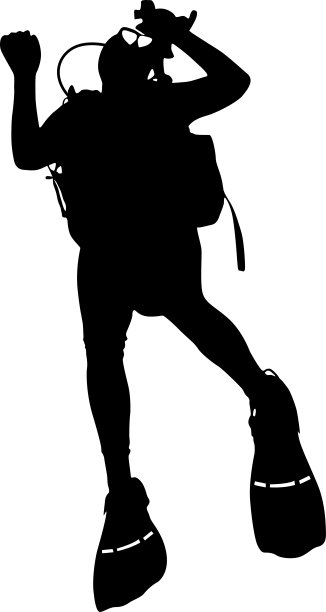 黑色剪影水肺潜水员图片下载