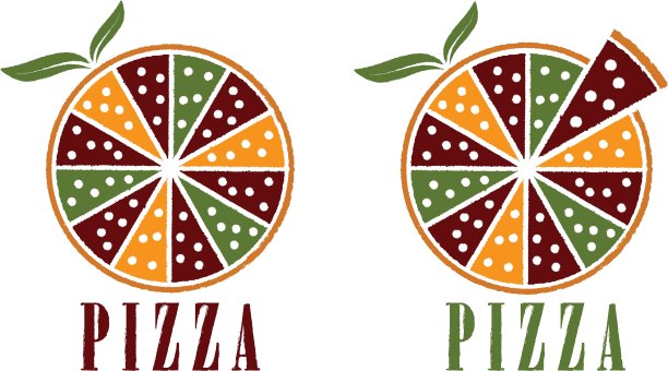 披萨与树叶设计模板图片下载