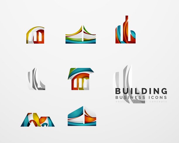 一套房地产或建筑标志的商业图标图片下载