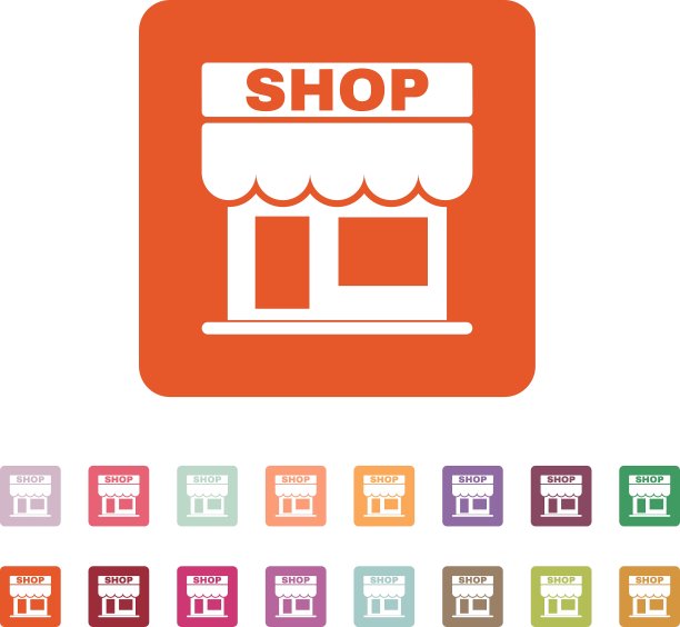 商店图标，店铺标志，扁平风格图片下载