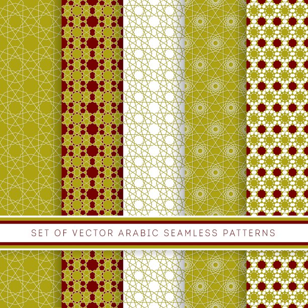 一套绿色阿拉伯图案图片下载