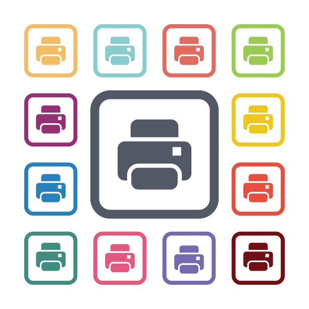 打印机平面图标集图片下载