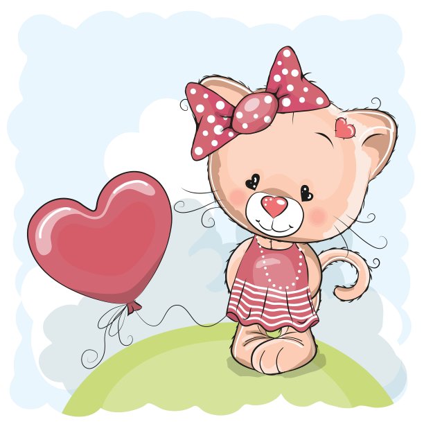 猫与气球图片下载