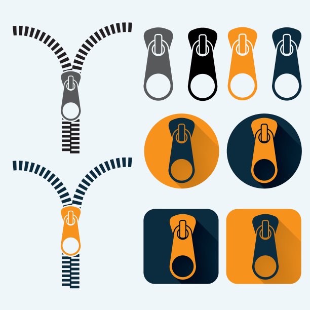 拉链和图标设置平面设计图片下载