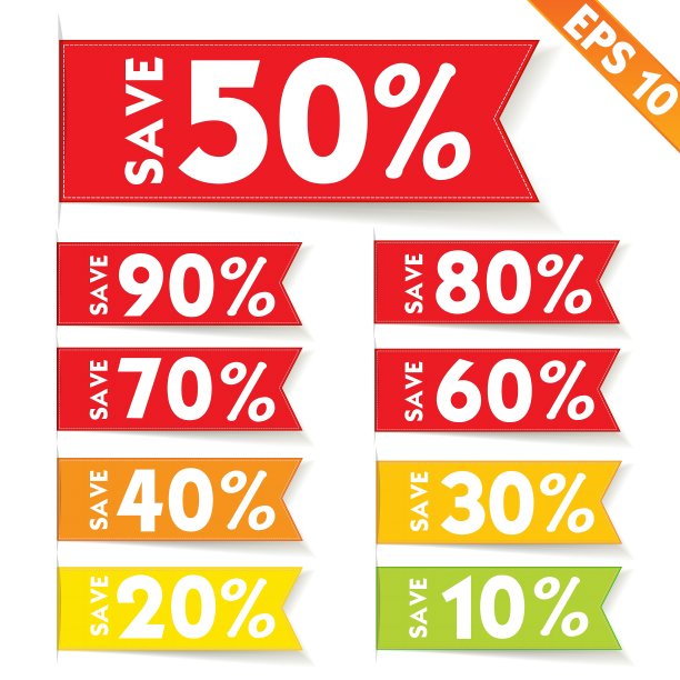 销售百分比标签价格- EPS10图片下载