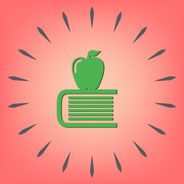 书与苹果图标教育标志图片下载