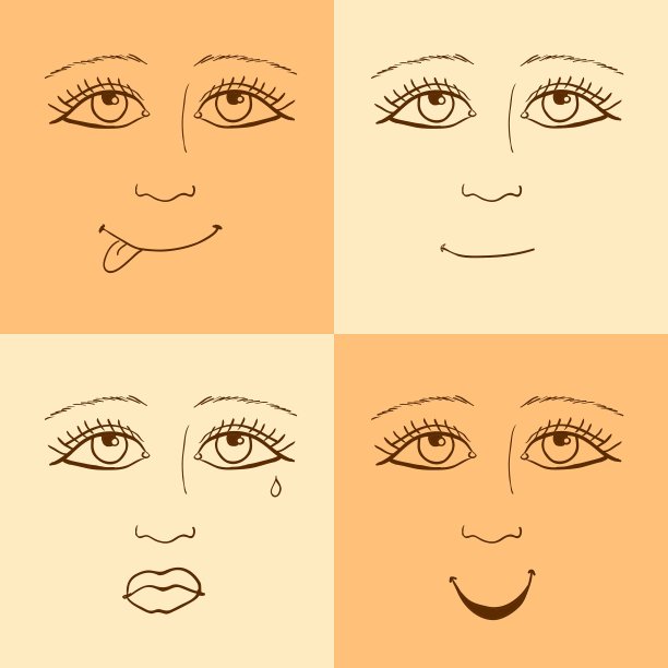 用复古风格画出女孩的表情图片下载