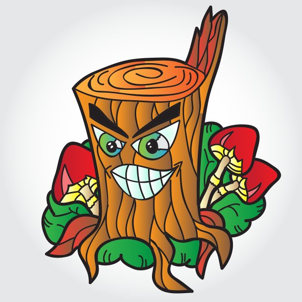 孤立的蘑菇与树桩图片下载