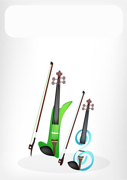 两个美丽的现代小提琴与白色旗帜图片下载