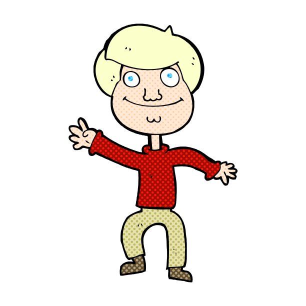 漫画卡通快乐的男人招手图片下载