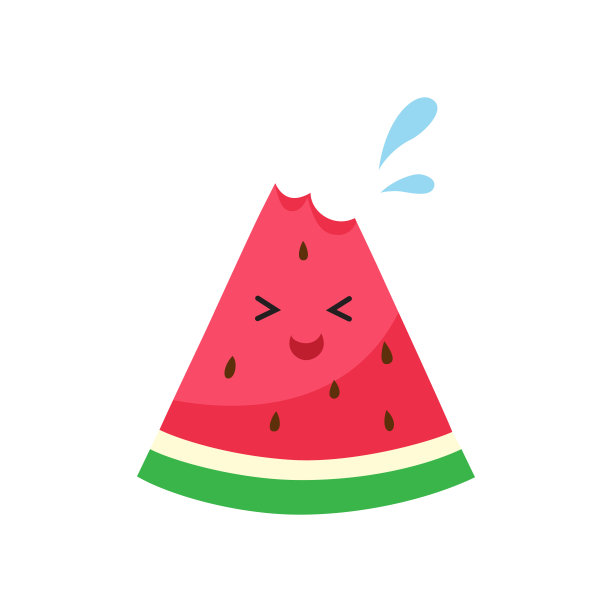 可爱的西瓜性格孤立在白色的背景图片下载