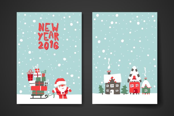 圣诞快乐卡片模板套装图片下载