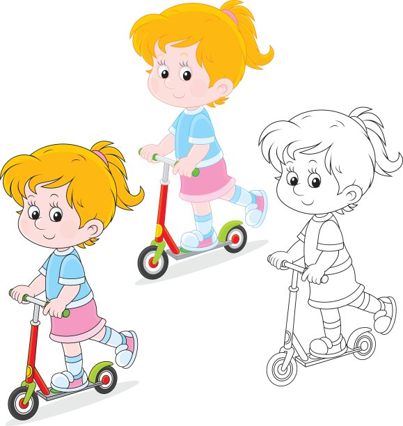 女孩滑板车手图片下载