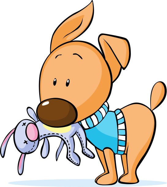 可爱的打扮狗拿着玩具在嘴里孤立图片下载