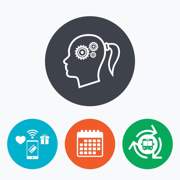 头与齿轮标志图标女性女性头图片下载