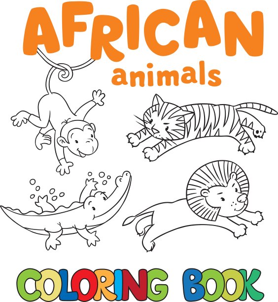 用非洲动物涂色的书图片下载