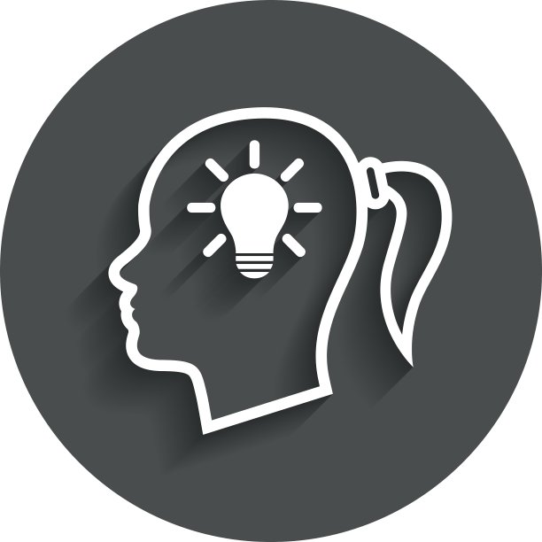 头与灯泡标志图标女女人头图片下载