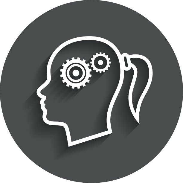 头与齿轮标志图标女性女性头图片下载