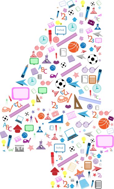 彩色的学校数字背景与媒体图标图片下载