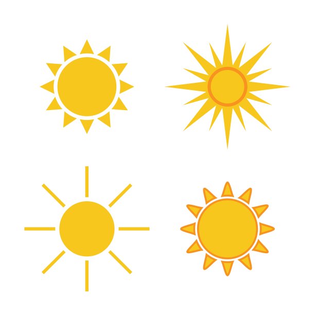 太阳图标集合，浅黄色标志图片下载