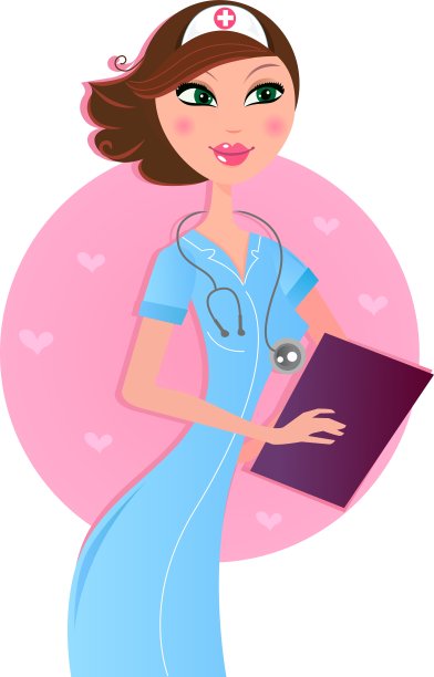 微笑性感的棕色头发护士图片下载