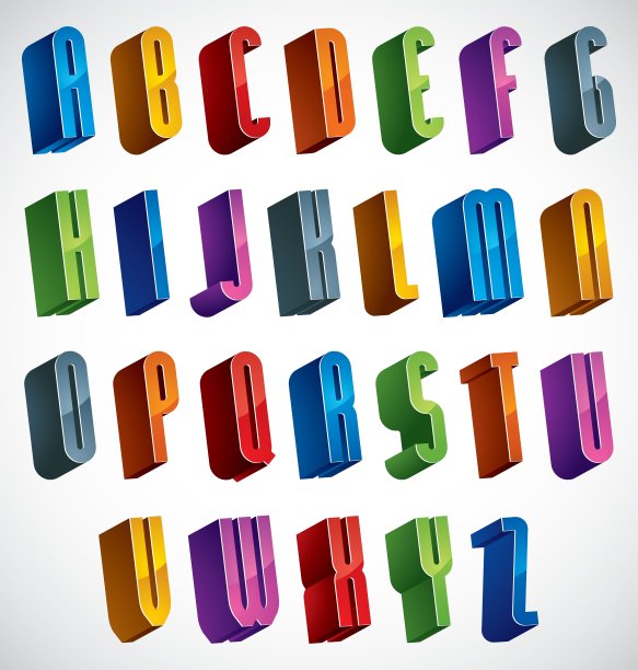 3d字体彩色光泽字母图片下载