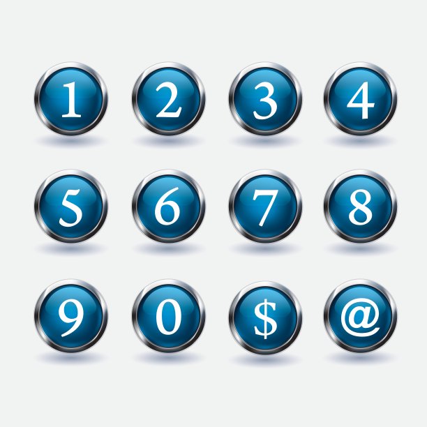 一组带有数字的按钮图片下载