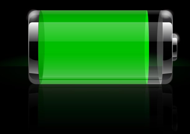 光滑透明的电池图标绿色图片下载