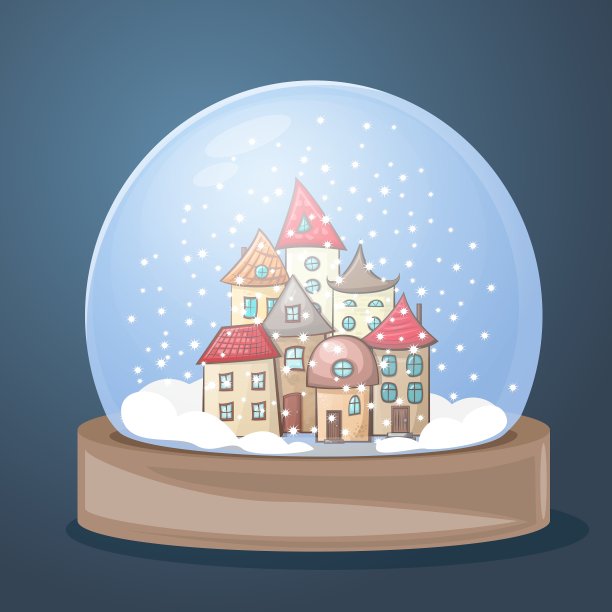 里面有雪花的球形玻璃器图片下载