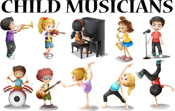 孩子们演奏着不同的乐器图片下载