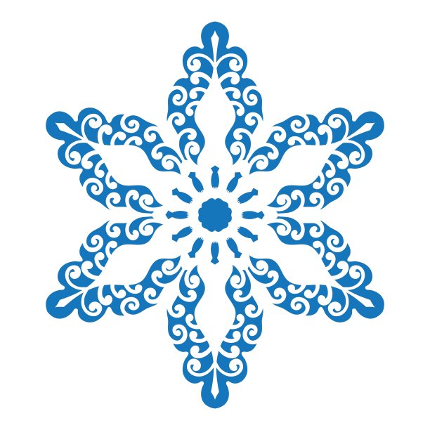 白色背景上的蓝色雪花剪影图片下载