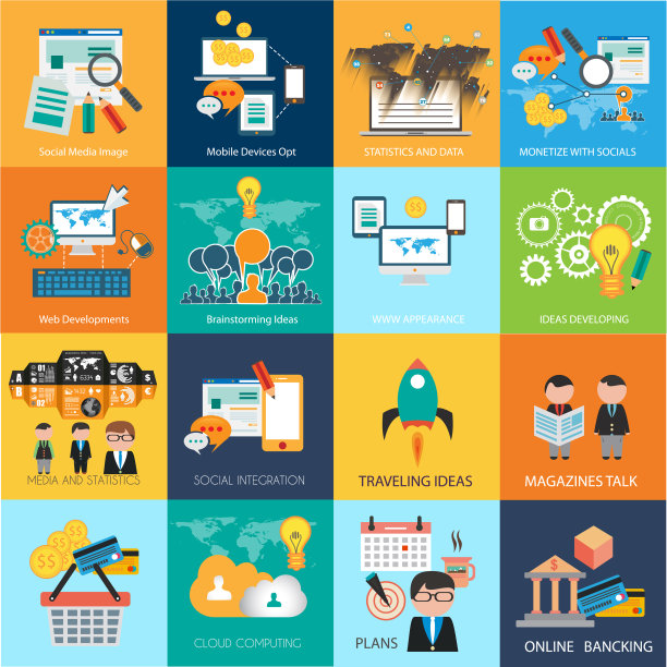 平面样式图信息图和UI图标图片下载