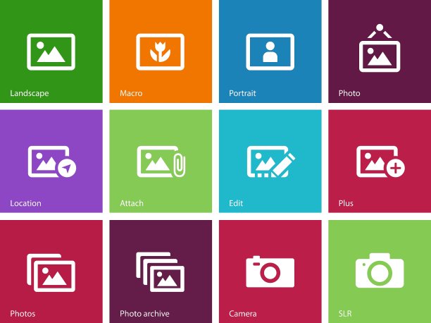 照片和相机图标的颜色背景图片下载