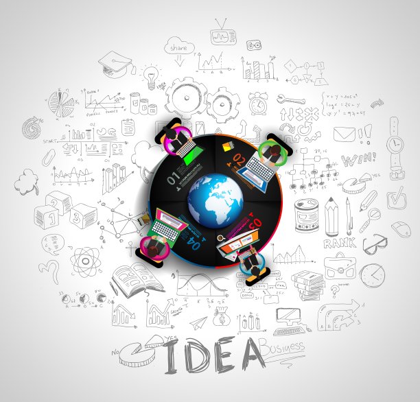 信息图团队与商业涂鸦素描图片下载