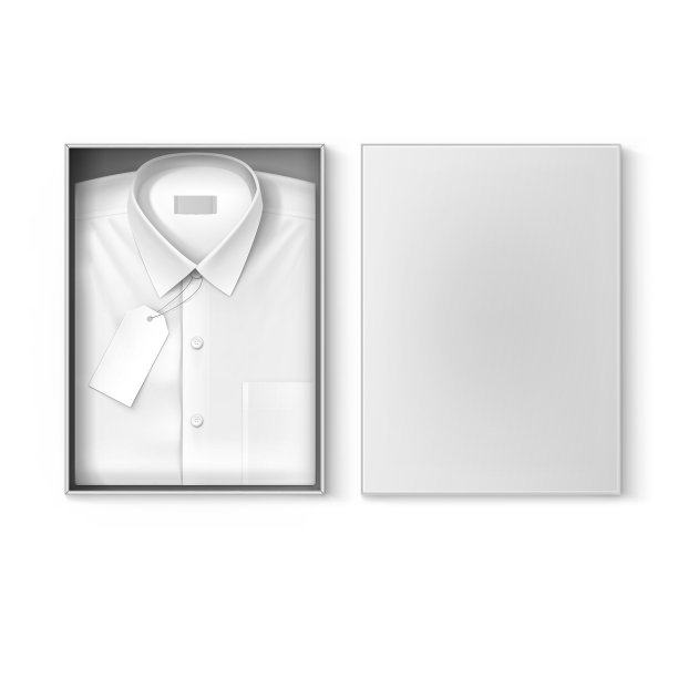 白色经典男士衬衫标签在包装盒图片下载