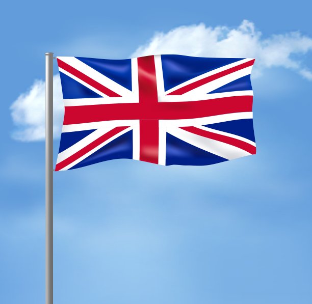 蓝天上的英国国旗图片下载