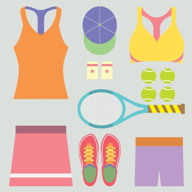 Top View网球女性齿轮图片下载