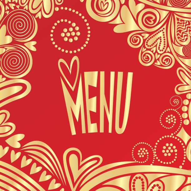 情人节浪漫菜单红色和金色图片下载