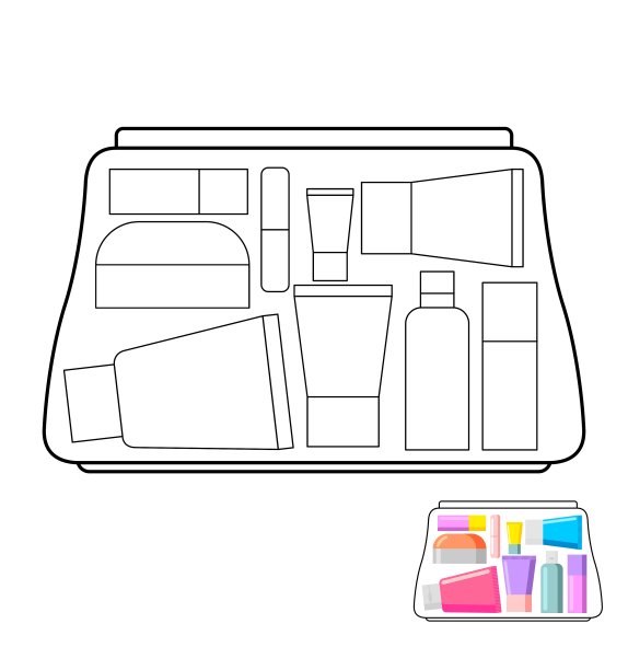 头发护理瓶和身体护理着色书图片下载