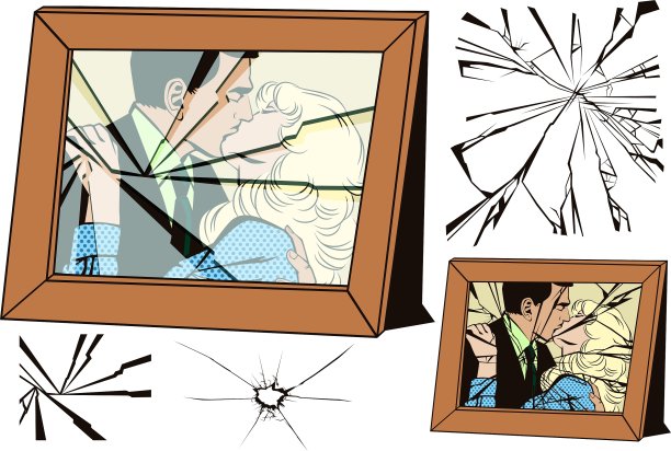 破碎的框架和破碎玻璃的效果图片下载