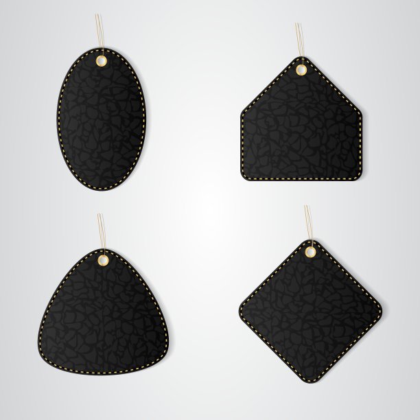 四个VIP皮革标签黑色与金色线图片下载