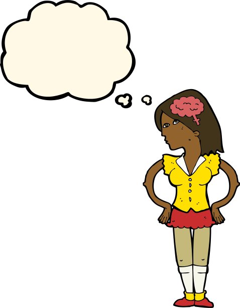 卡通智慧女人与思想泡泡图片下载