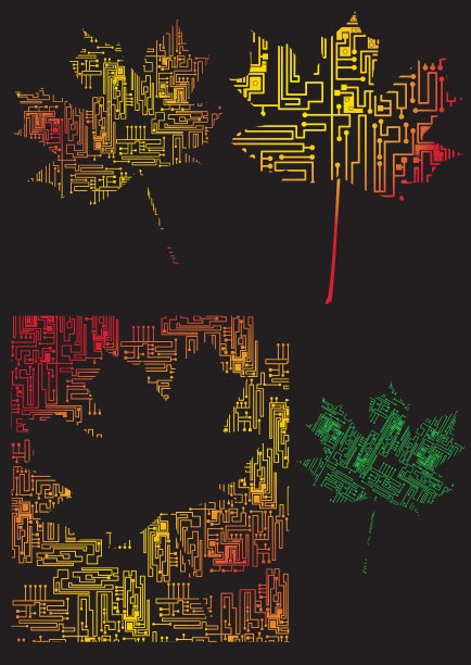 一套彩色电子树叶图片下载
