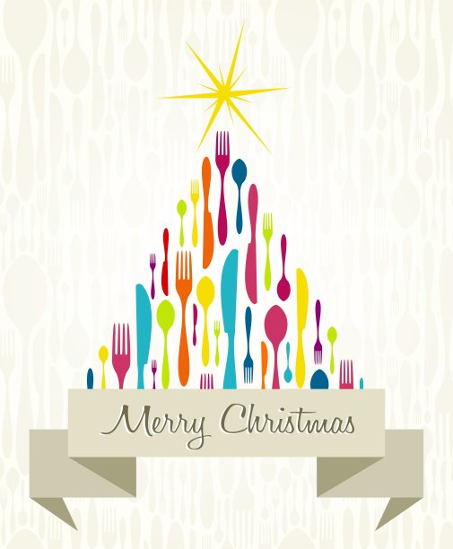 圣诞树餐具图片下载