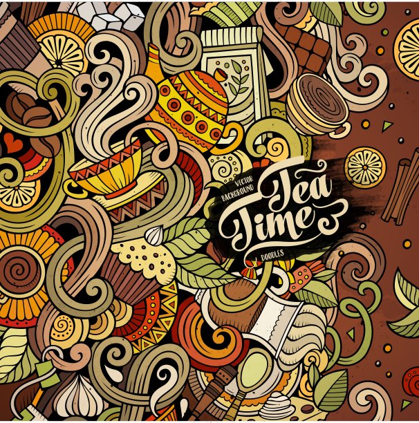 咖啡店的卡通手绘涂鸦图片下载