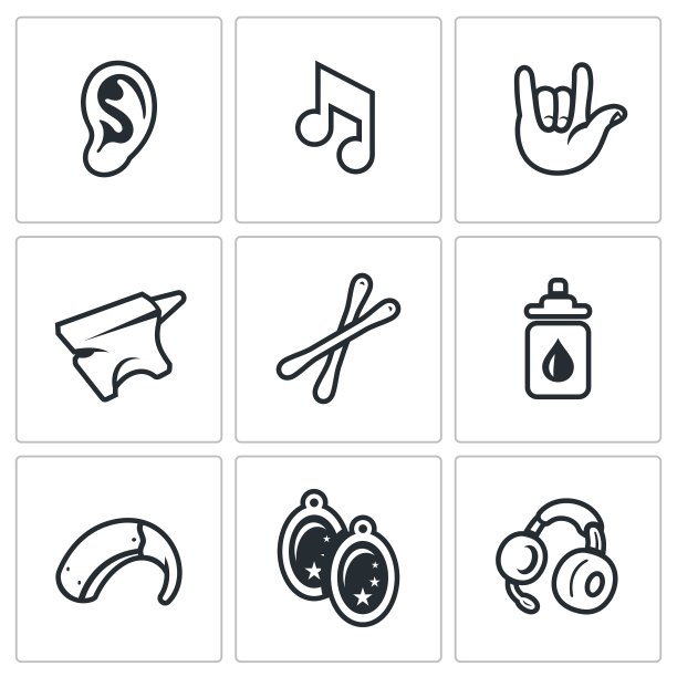 耳聋图标集：耳朵声音符号图片下载
