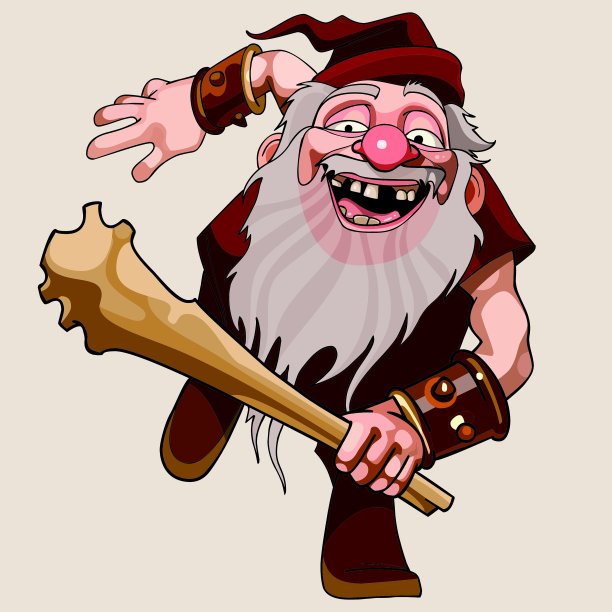 卡通形象的，快乐的，留着胡子的老人图片下载