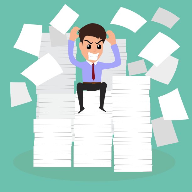 严肃的商人因为许多纸上的工作图片下载