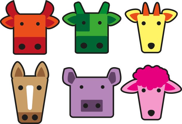 动物头部卡通矩形图片下载